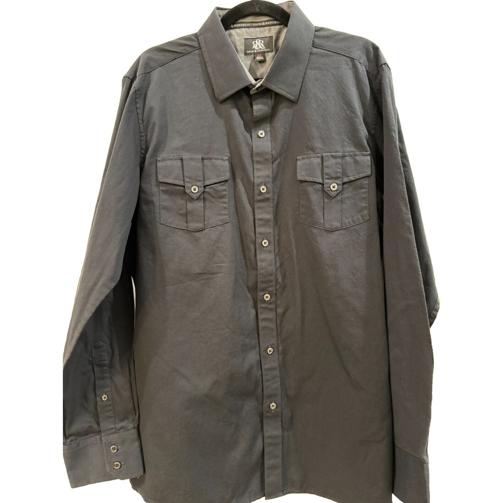 Rock & Republic Men's XL Black‎ Casual Long Sleeve Shirt
